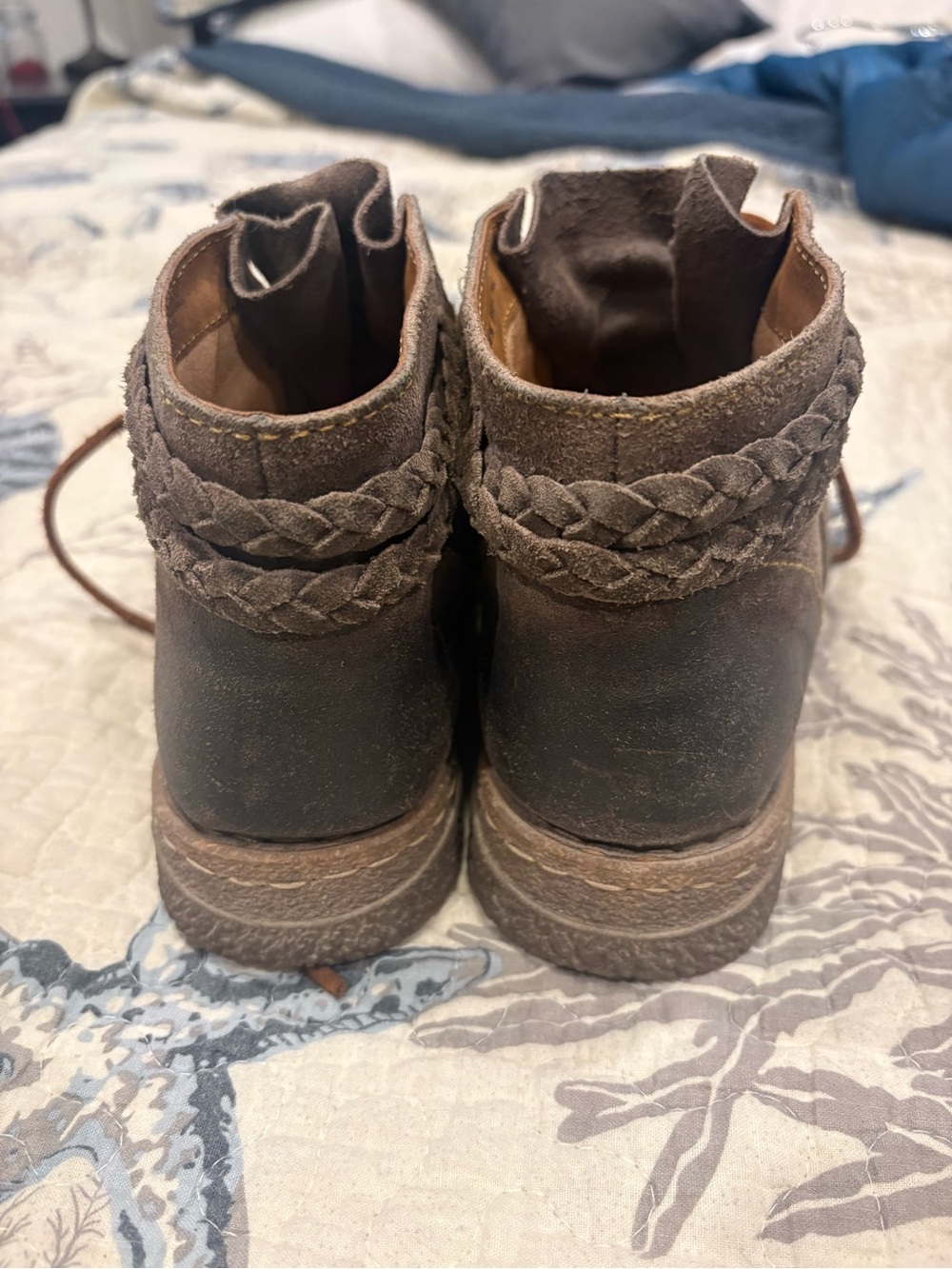 Born Women's Brown Leather Ankle Booties with Lace-Up Front - Picture 2 of 6